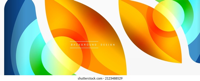 Abstract background with color geometric shapes. Beautiful minimal backdrop with round shapes circles and lines. Geometrical design. Vector illustration