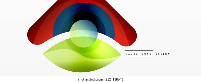 Abstract background with color geometric shapes. Beautiful minimal backdrop with round shapes circles and lines. Geometrical design. Vector illustration