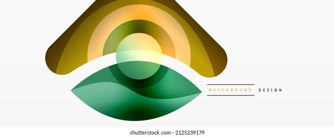 Abstract background with color geometric shapes. Beautiful minimal backdrop with round shapes circles and lines. Geometrical design. Vector illustration