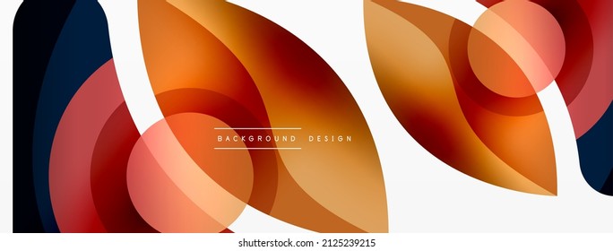 Abstract background with color geometric shapes. Beautiful minimal backdrop with round shapes circles and lines. Geometrical design. Vector illustration