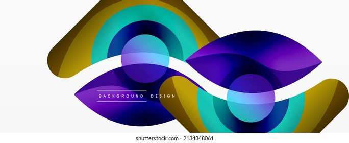 Fondo abstracto con formas geométricas de color. Hermoso fondo mínimo con formas redondeadas, círculos y líneas. Diseño geométrico. Ilustración del vector