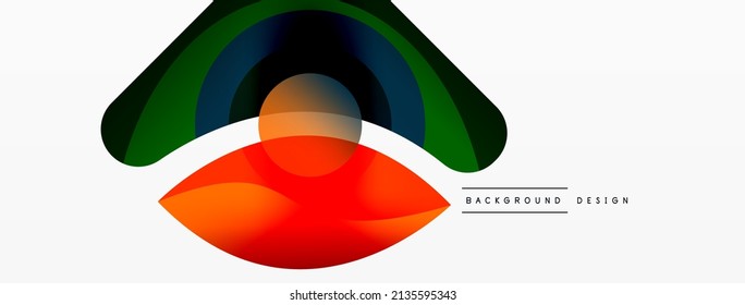 Abstract background with color geometric shapes. Beautiful minimal backdrop with round shapes circles and lines. Geometrical design. Vector illustration