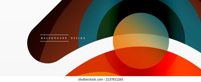 Abstract background with color geometric shapes. Beautiful minimal backdrop with round shapes circles and lines. Geometrical design. Vector illustration