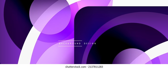 Abstract background with color geometric shapes. Beautiful minimal backdrop with round shapes circles and lines. Geometrical design. Vector illustration