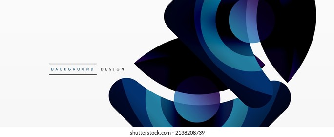 Abstract background with color geometric shapes. Beautiful minimal backdrop with round shapes circles and lines. Geometrical design. Vector illustration