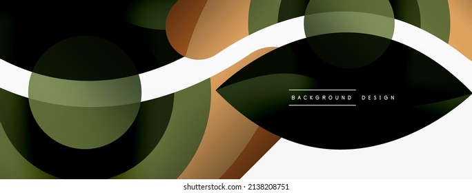 Abstract background with color geometric shapes. Beautiful minimal backdrop with round shapes circles and lines. Geometrical design. Vector illustration