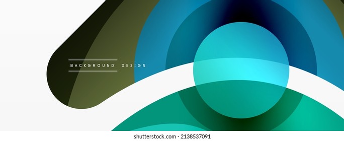 Abstract background with color geometric shapes. Beautiful minimal backdrop with round shapes circles and lines. Geometrical design. Vector illustration