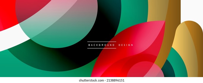 Fondo abstracto con formas geométricas de color. Hermoso fondo mínimo con formas redondeadas, círculos y líneas. Diseño geométrico. Ilustración del vector