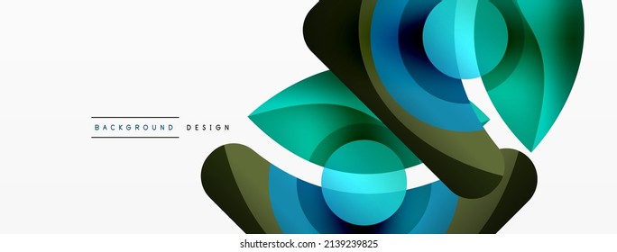 Abstract background with color geometric shapes. Beautiful minimal backdrop with round shapes circles and lines. Geometrical design. Vector illustration