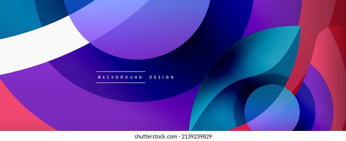 Fondo abstracto con formas geométricas de color. Hermoso fondo mínimo con formas redondeadas, círculos y líneas. Diseño geométrico. Ilustración del vector