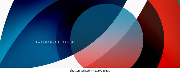 Abstract background with color geometric shapes. Beautiful minimal backdrop with round shapes circles and lines. Geometrical design. Vector illustration