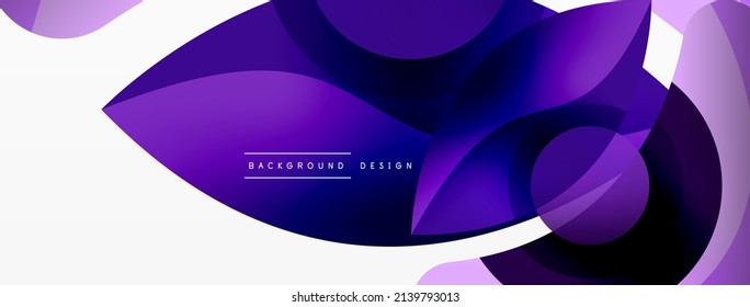 Abstract background with color geometric shapes. Beautiful minimal backdrop with round shapes circles and lines. Geometrical design. Vector illustration