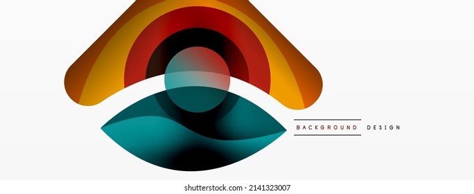 Abstract background with color geometric shapes. Beautiful minimal backdrop with round shapes circles and lines. Geometrical design. Vector illustration