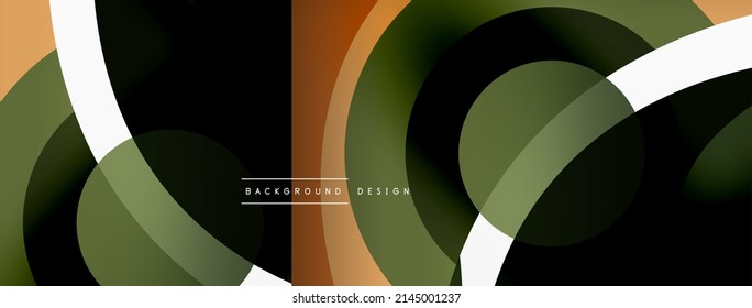 Abstract background with color geometric shapes. Beautiful minimal backdrop with round shapes circles and lines. Geometrical design. Vector illustration