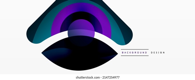 Abstract background with color geometric shapes. Beautiful minimal backdrop with round shapes circles and lines. Geometrical design. Vector illustration
