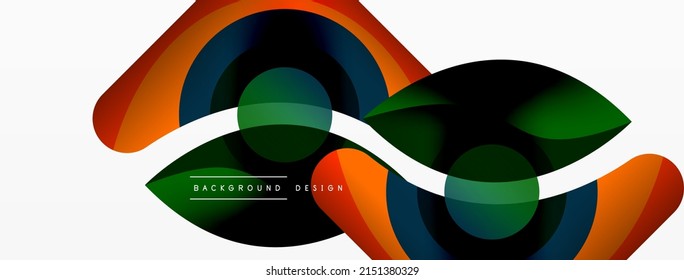 Fondo abstracto con formas geométricas de color. Hermoso fondo mínimo con formas redondeadas, círculos y líneas. Diseño geométrico. Ilustración del vector