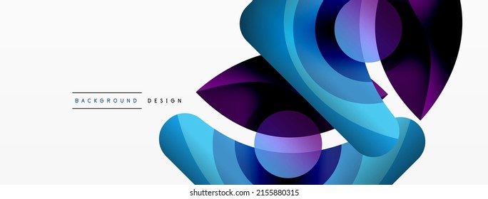 Fondo abstracto con formas geométricas de color. Hermoso fondo mínimo con formas redondeadas, círculos y líneas. Diseño geométrico. Ilustración del vector