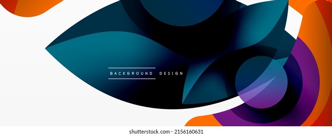 Abstract background with color geometric shapes. Beautiful minimal backdrop with round shapes circles and lines. Geometrical design. Vector illustration