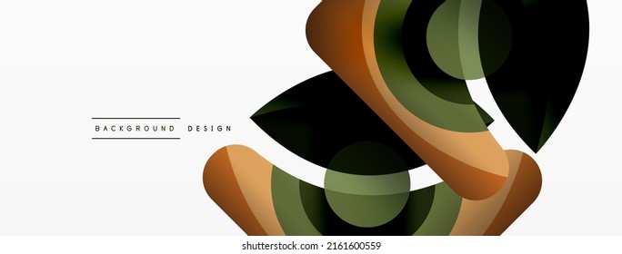 Abstract background with color geometric shapes. Beautiful minimal backdrop with round shapes circles and lines. Geometrical design. Vector illustration
