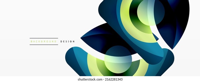 Abstrakter Hintergrund mit geometrischen Farbformen. Schöner minimaler Hintergrund mit runden Formen Kreise und Linien. Geometrisches Design. Vektorgrafik