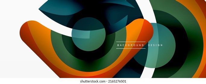 Fondo abstracto con formas geométricas de color. Hermoso fondo mínimo con formas redondeadas, círculos y líneas. Diseño geométrico. Ilustración del vector