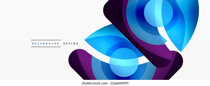Fondo abstracto con formas geométricas de color. Hermoso fondo mínimo con formas redondeadas, círculos y líneas. Diseño geométrico. Ilustración del vector