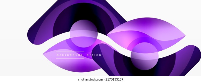 Abstrakter Hintergrund mit geometrischen Farbformen. Schöner minimaler Hintergrund mit runden Formen Kreise und Linien. Geometrisches Design. Vektorgrafik