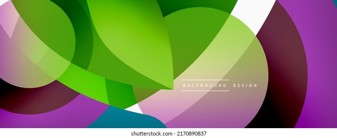 Abstract background with color geometric shapes. Beautiful minimal backdrop with round shapes circles and lines. Geometrical design. Vector illustration