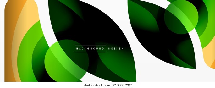 Abstract background with color geometric shapes. Beautiful minimal backdrop with round shapes circles and lines. Geometrical design. Vector illustration