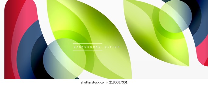 Abstract background with color geometric shapes. Beautiful minimal backdrop with round shapes circles and lines. Geometrical design. Vector illustration