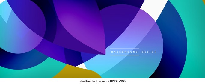 Abstract background with color geometric shapes. Beautiful minimal backdrop with round shapes circles and lines. Geometrical design. Vector illustration