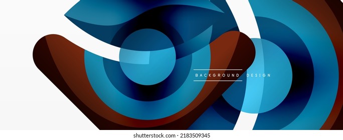 Abstract background with color geometric shapes. Beautiful minimal backdrop with round shapes circles and lines. Geometrical design. Vector illustration