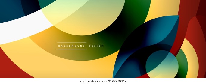 Abstract background with color geometric shapes. Beautiful minimal backdrop with round shapes circles and lines. Geometrical design. Vector illustration