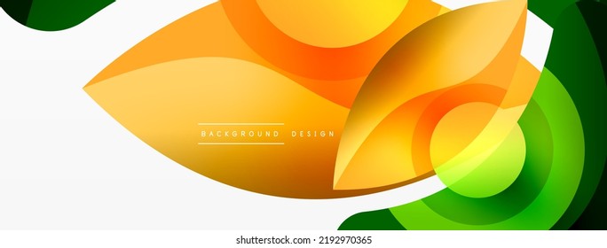 Abstract background with color geometric shapes. Beautiful minimal backdrop with round shapes circles and lines. Geometrical design. Vector illustration