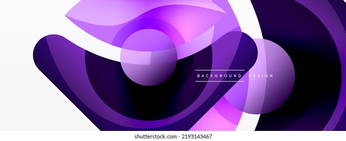 Abstract background with color geometric shapes. Beautiful minimal backdrop with round shapes circles and lines. Geometrical design. Vector illustration