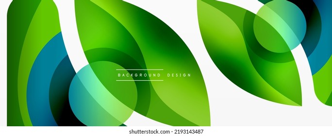 Abstract background with color geometric shapes. Beautiful minimal backdrop with round shapes circles and lines. Geometrical design. Vector illustration