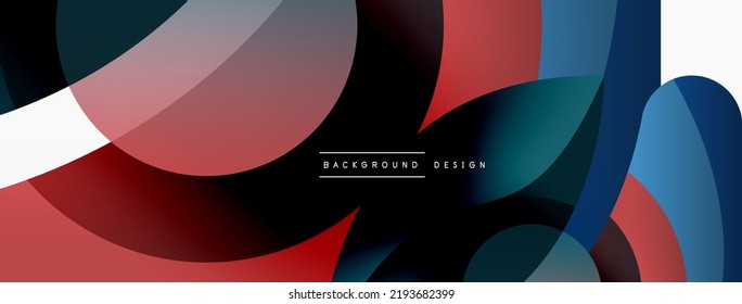 Fondo abstracto con formas geométricas de color. Hermoso fondo mínimo con formas redondeadas, círculos y líneas. Diseño geométrico. Ilustración del vector