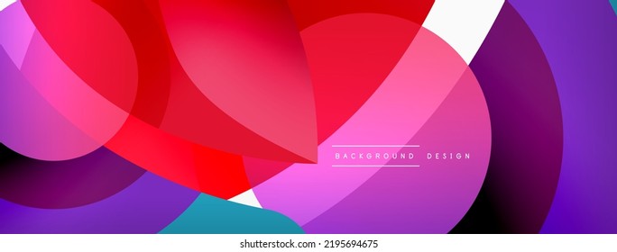 Abstract background with color geometric shapes. Beautiful minimal backdrop with round shapes circles and lines. Geometrical design. Vector illustration