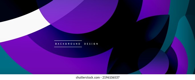 Abstract background with color geometric shapes. Beautiful minimal backdrop with round shapes circles and lines. Geometrical design. Vector illustration