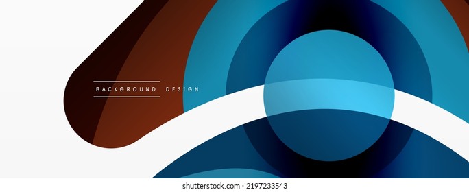 Abstract background with color geometric shapes. Beautiful minimal backdrop with round shapes circles and lines. Geometrical design. Vector illustration
