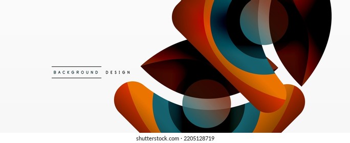 Fondo abstracto con formas geométricas de color. Hermoso fondo mínimo con formas redondeadas, círculos y líneas. Diseño geométrico. Ilustración del vector