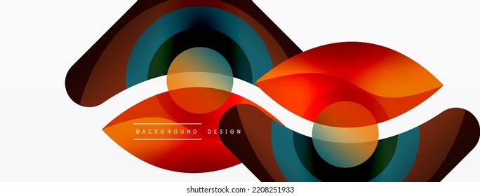 Abstract background with color geometric shapes. Beautiful minimal backdrop with round shapes circles and lines. Geometrical design. Vector illustration