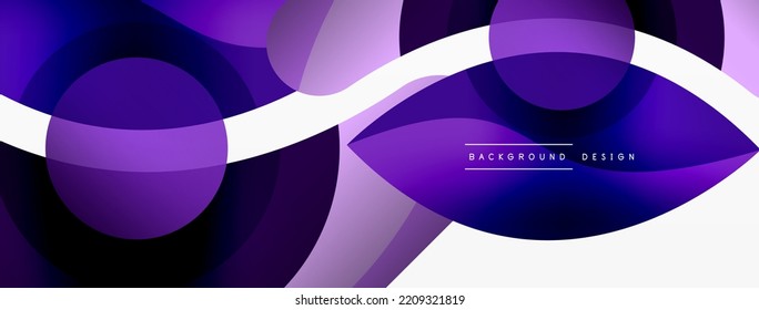 Abstrakter Hintergrund mit geometrischen Farbformen. Schöner minimaler Hintergrund mit runden Formen Kreise und Linien. Geometrisches Design. Vektorgrafik