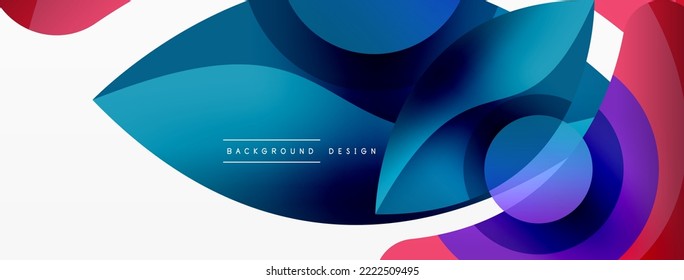 Abstract background with color geometric shapes. Beautiful minimal backdrop with round shapes circles and lines. Geometrical design. Vector illustration