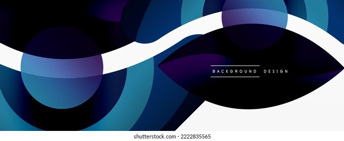 Abstract background with color geometric shapes. Beautiful minimal backdrop with round shapes circles and lines. Geometrical design. Vector illustration