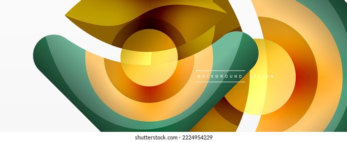 Fondo abstracto con formas geométricas de color. Hermoso fondo mínimo con formas redondeadas, círculos y líneas. Diseño geométrico. Ilustración del vector