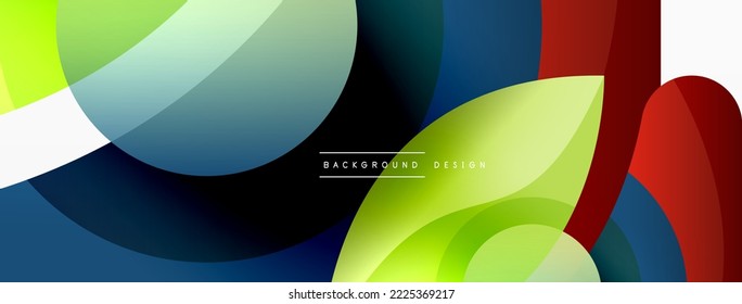 Fondo abstracto con formas geométricas de color. Hermoso fondo mínimo con formas redondeadas, círculos y líneas. Diseño geométrico. Ilustración del vector