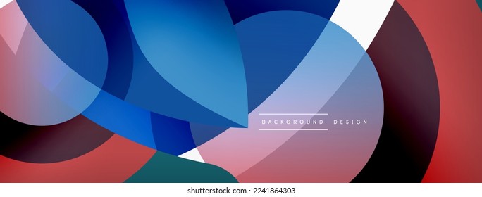 Fondo abstracto con formas geométricas de color. Hermoso fondo mínimo con formas redondeadas, círculos y líneas. Diseño geométrico. Ilustración del vector