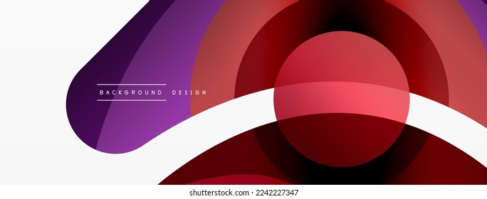 Abstract background with color geometric shapes. Beautiful minimal backdrop with round shapes circles and lines. Geometrical design. Vector illustration