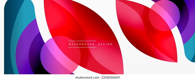 Fondo abstracto con formas geométricas de color. Hermoso fondo mínimo con formas redondeadas, círculos y líneas. Diseño geométrico. Ilustración del vector